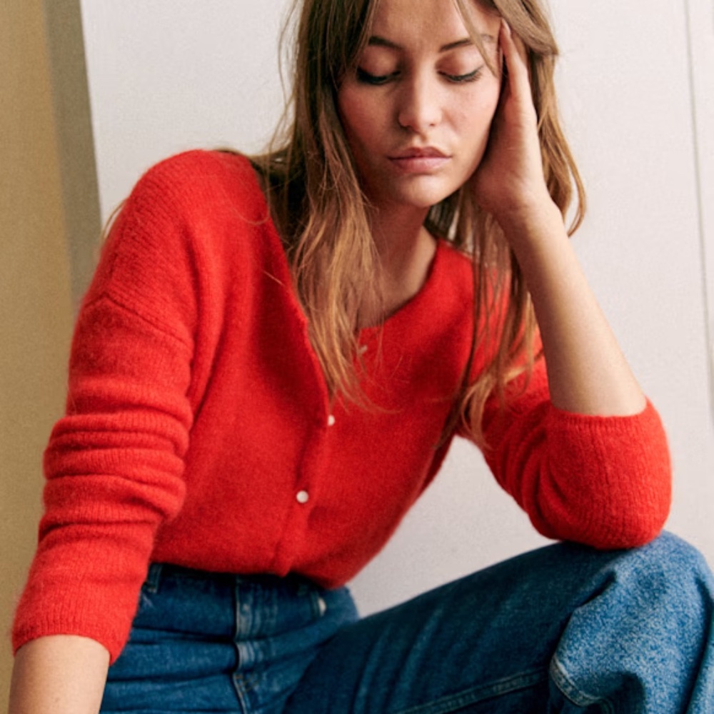 2019 Sezane Gaspard Cardigan Red Size XS